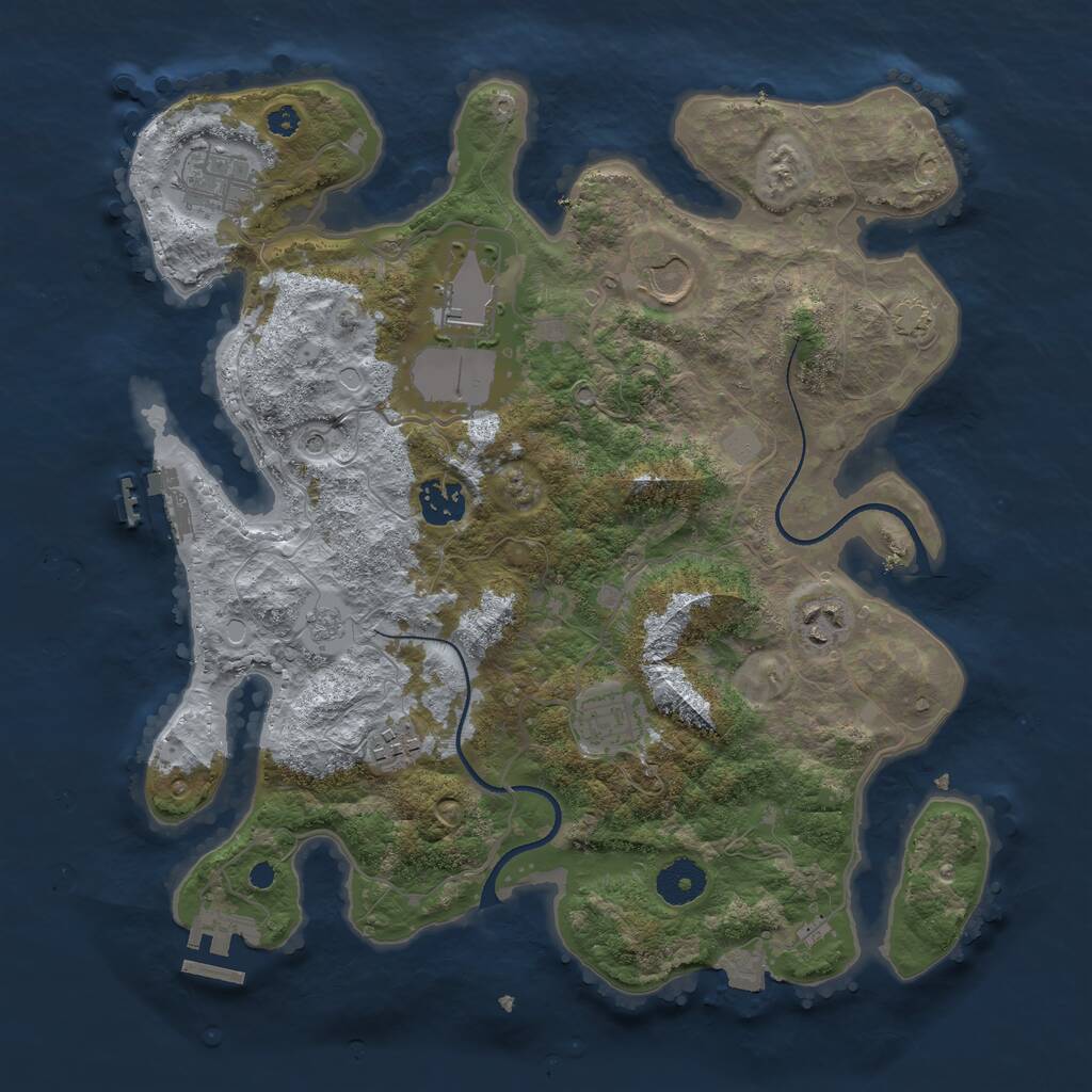 Rust Map: Procedural Map, Size: 3500, Seed: 544217608, 13 Monuments