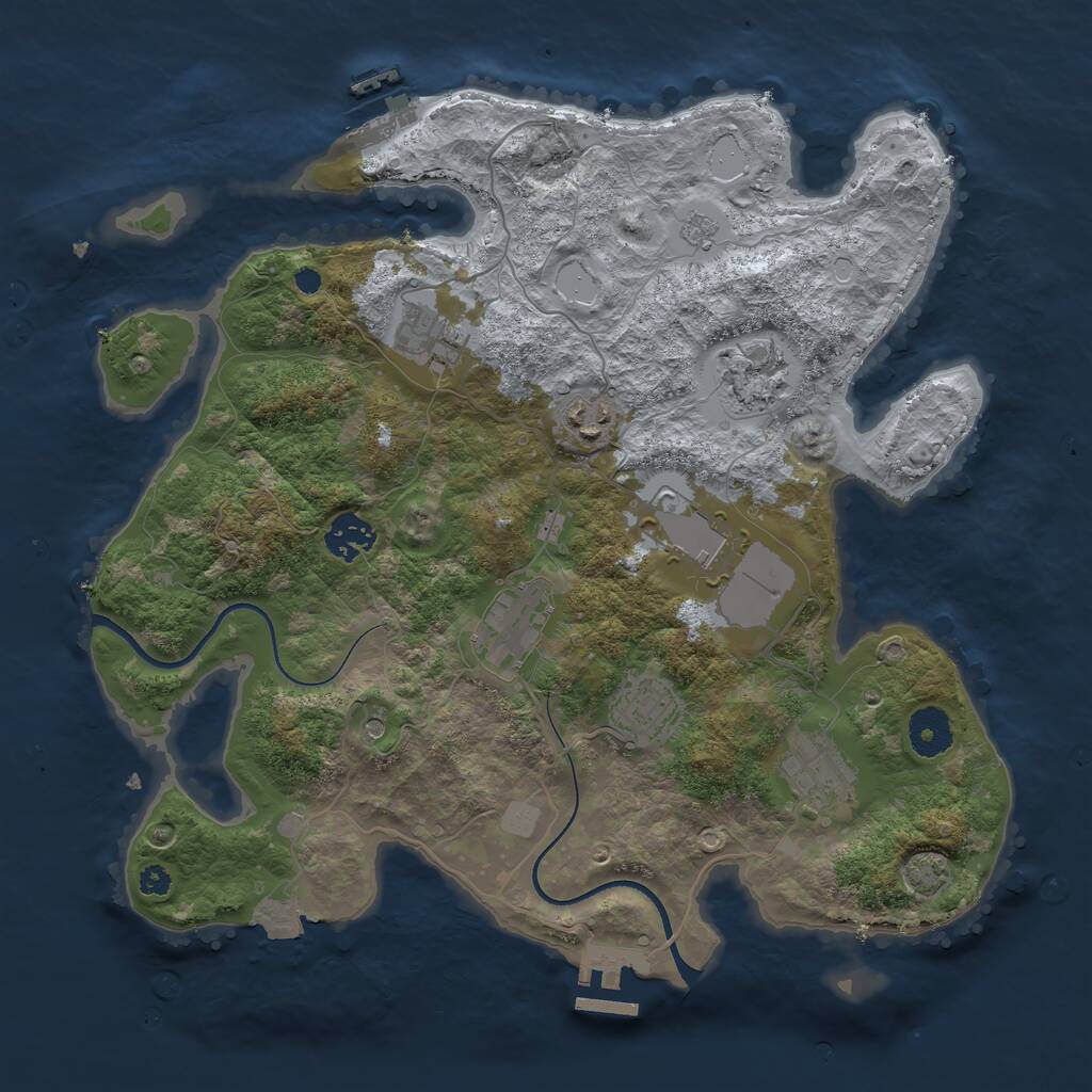 Rust Map: Procedural Map, Size: 3500, Seed: 1247276520, 14 Monuments