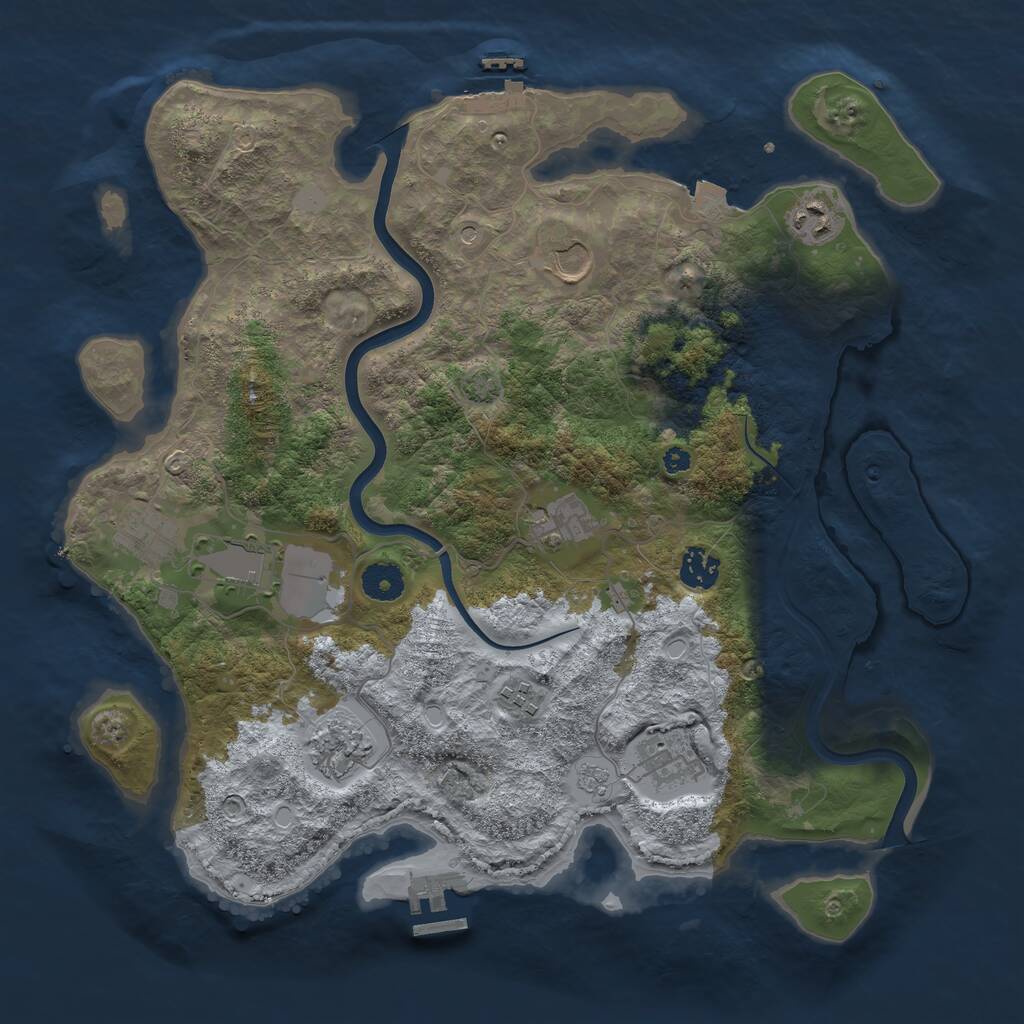Rust Map: Procedural Map, Size: 3800, Seed: 31313131, 15 Monuments