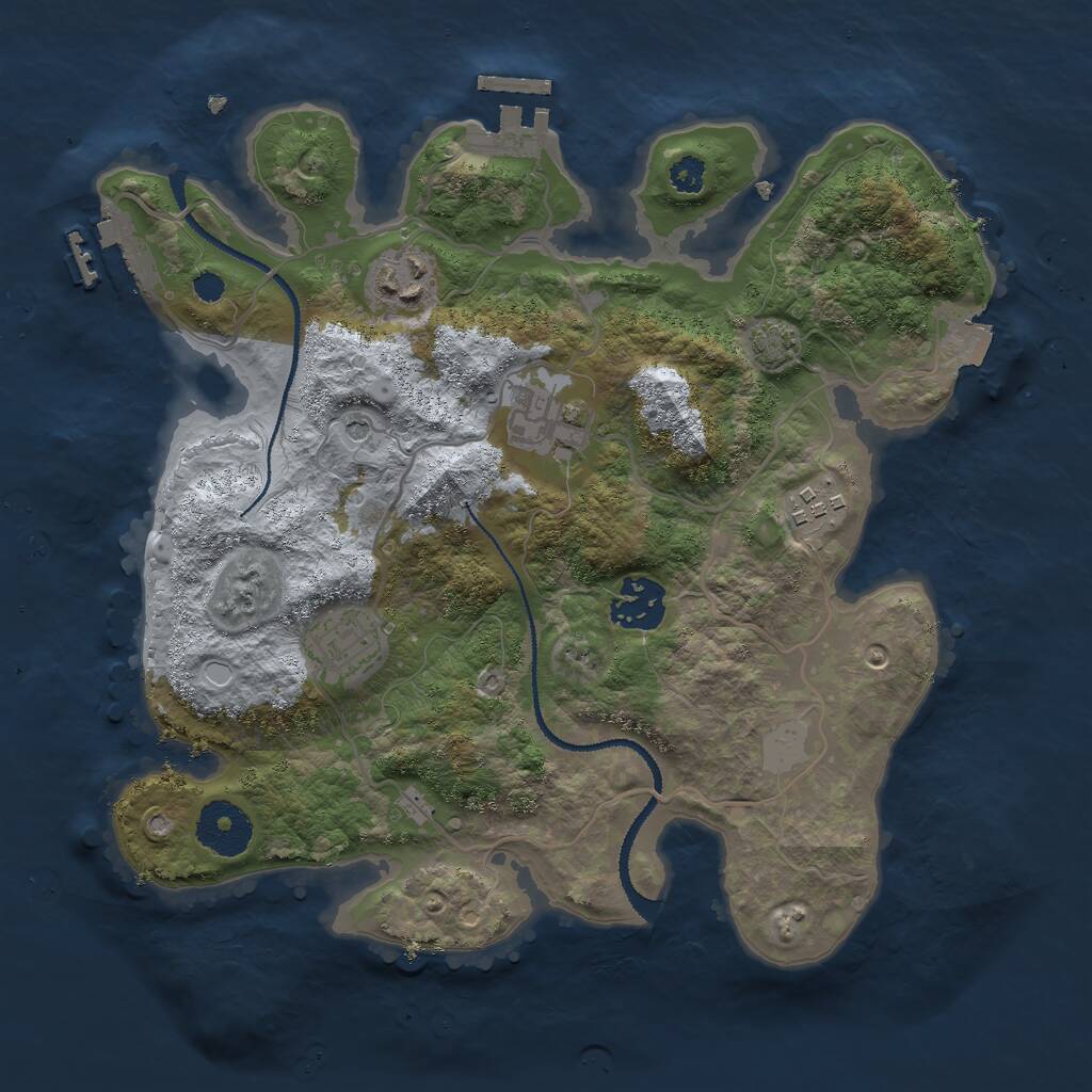 Rust Map: Procedural Map, Size: 3000, Seed: 879287, 10 Monuments