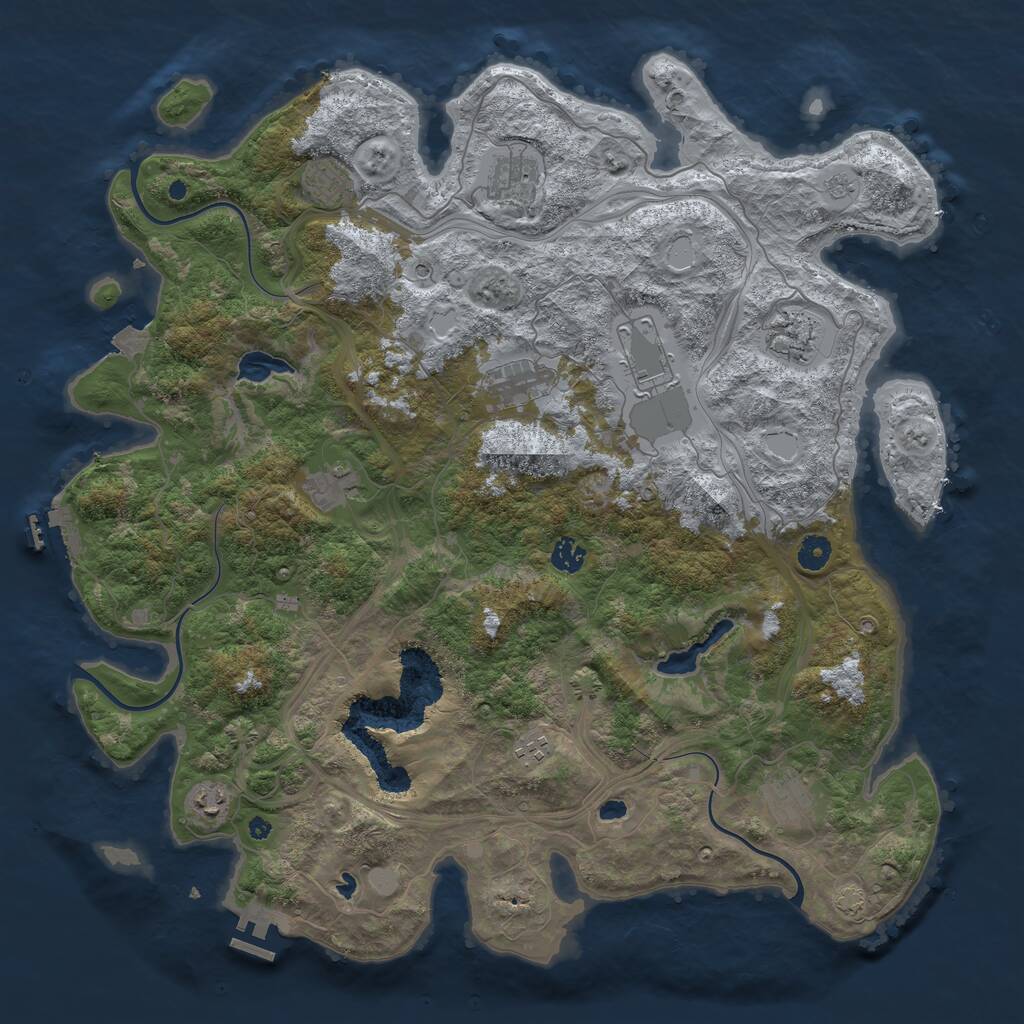 Rust Map: Procedural Map, Size: 4500, Seed: 1185039227, 16 Monuments