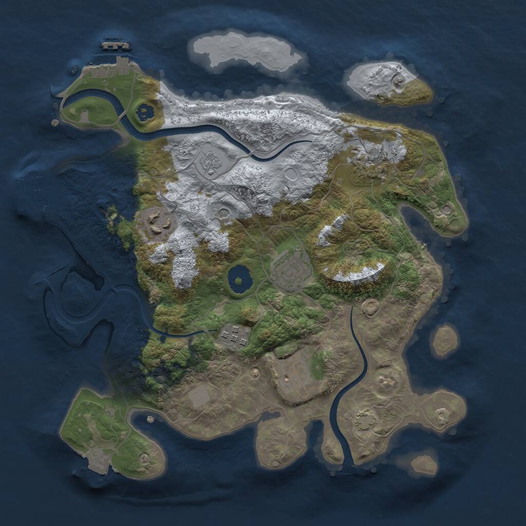 Rust Map: Procedural Map, Size: 3000, Seed: 32495, 11 Monuments