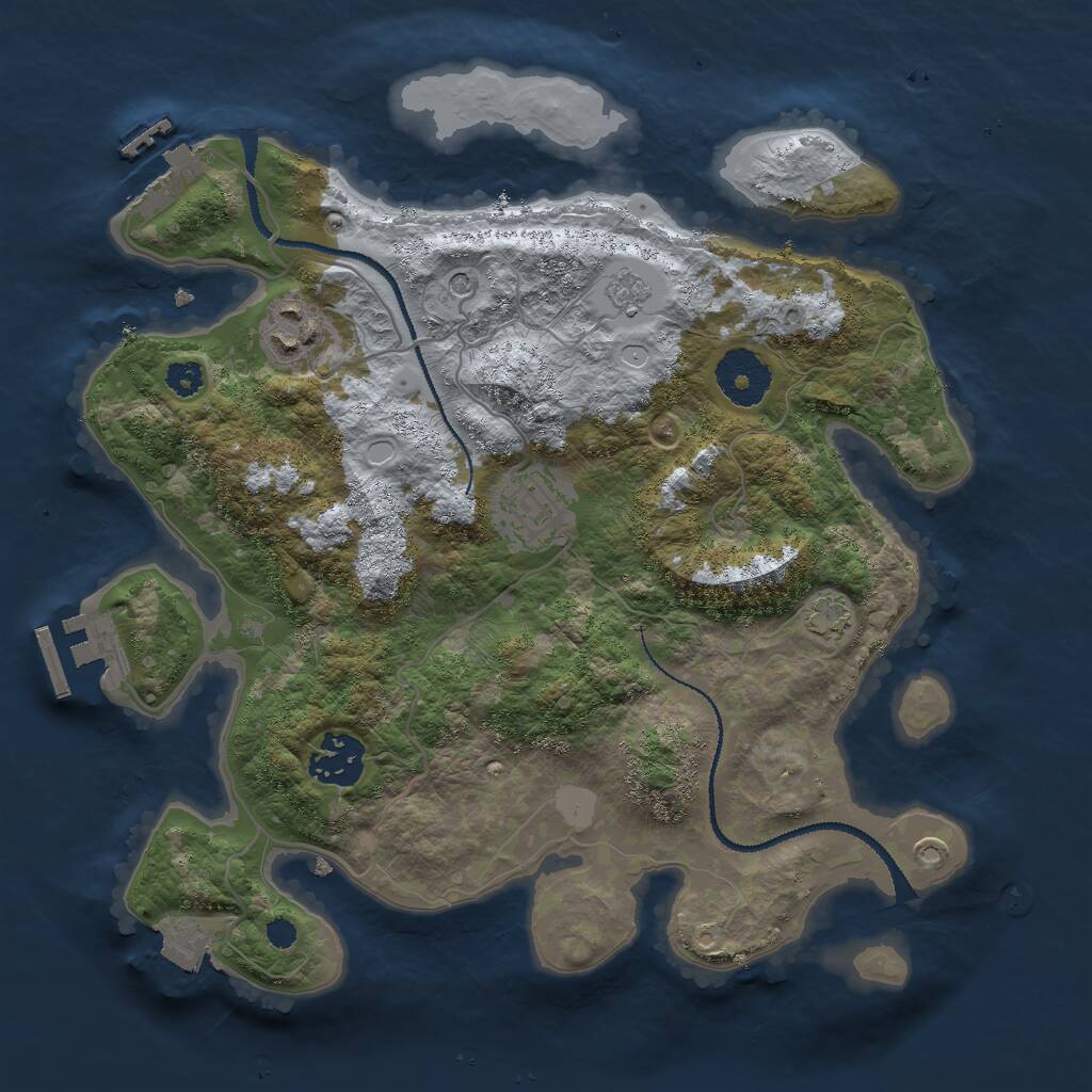 Rust Map: Procedural Map, Size: 3000, Seed: 32495, 9 Monuments