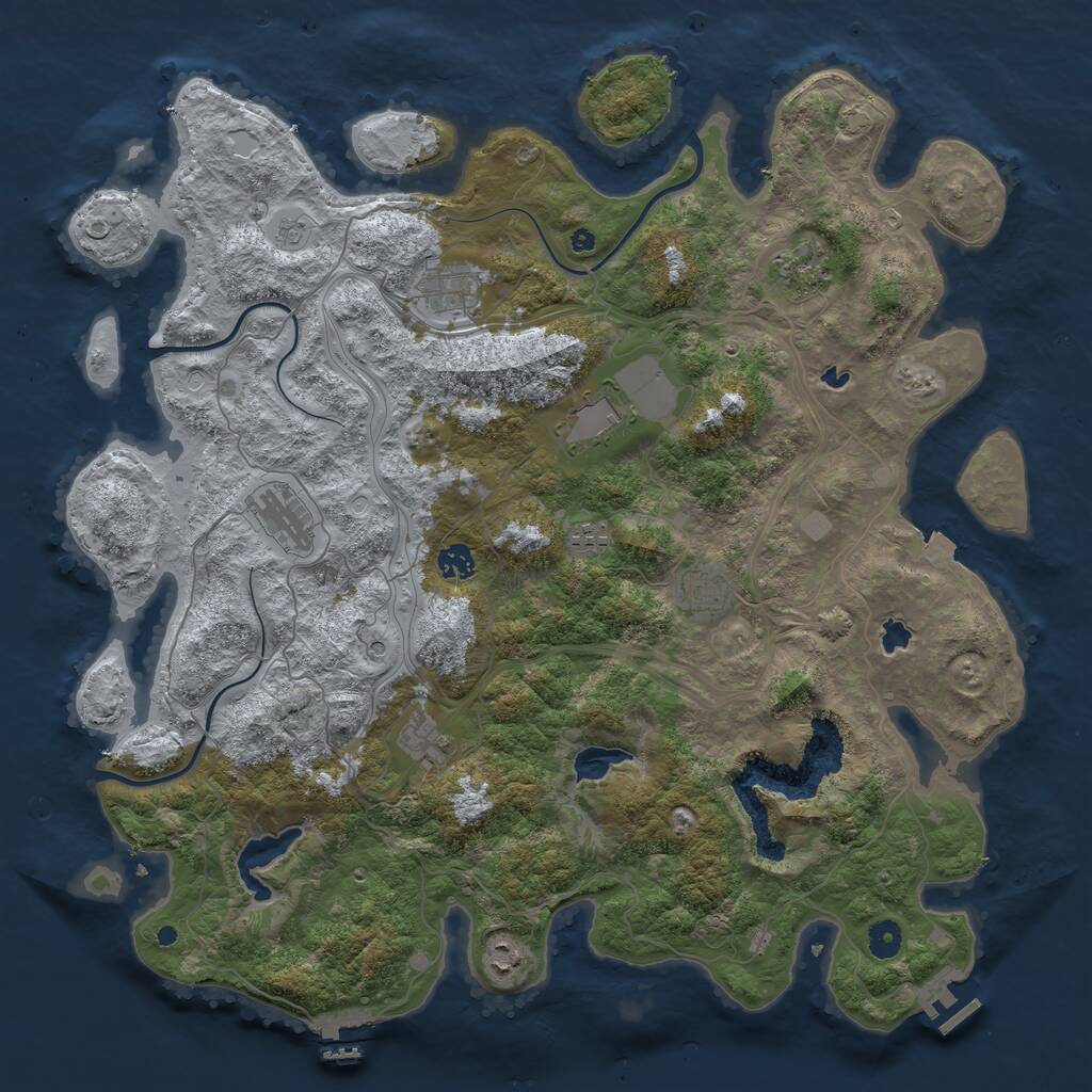 Rust Map: Procedural Map, Size: 4500, Seed: 1294273700, 15 Monuments