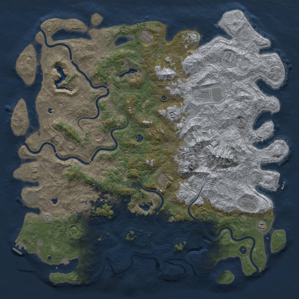 Rust Map: Procedural Map, Size: 6000, Seed: 39274, 17 Monuments