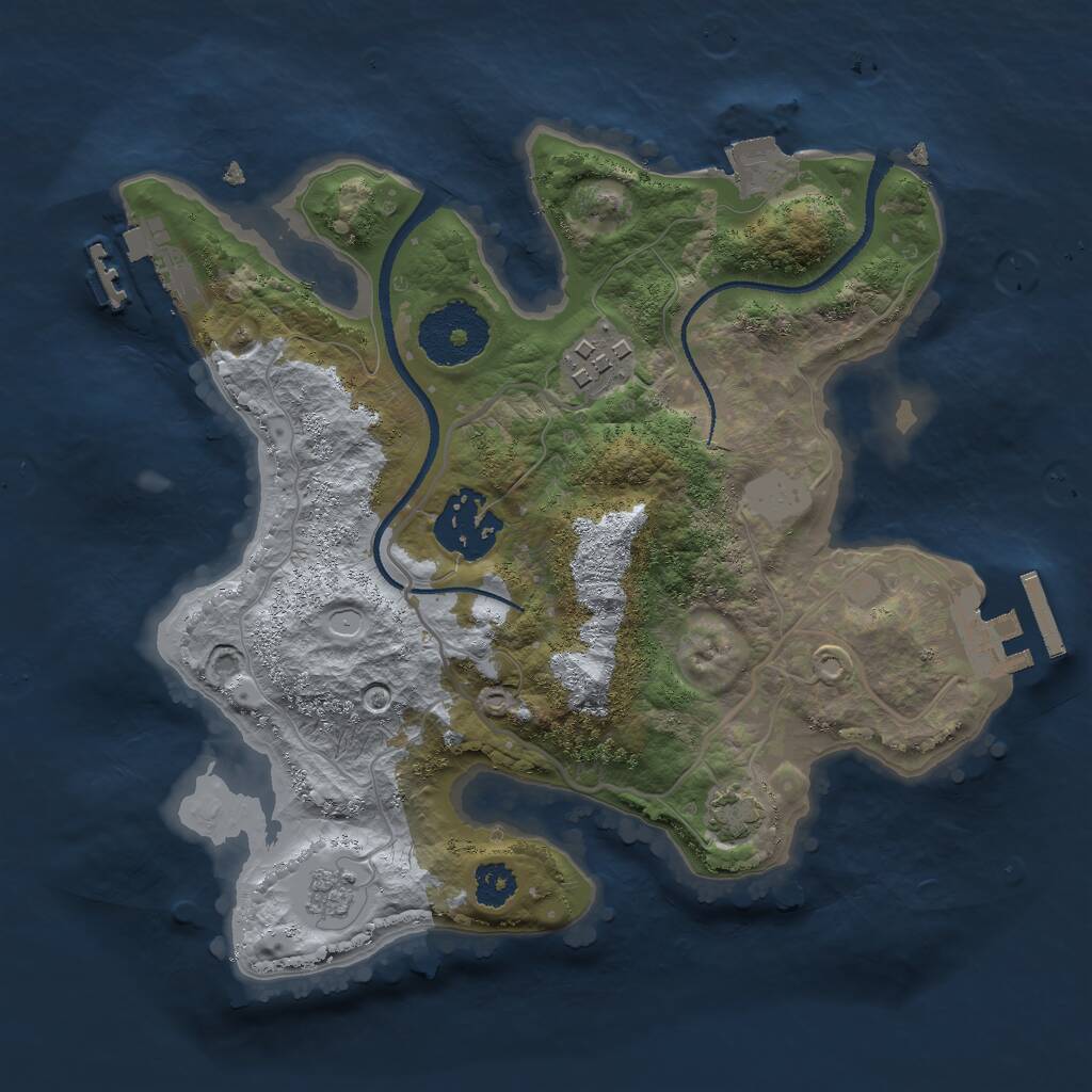 Rust Map: Procedural Map, Size: 2500, Seed: 43142, 7 Monuments