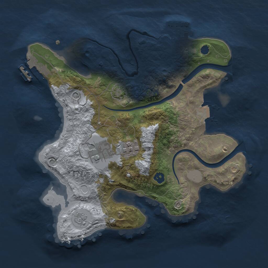 Rust Map: Procedural Map, Size: 2500, Seed: 43142, 8 Monuments