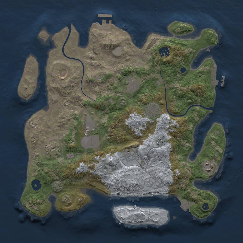 Rust Map: Procedural Map, Size: 3500, Seed: 1366702604, 15 Monuments