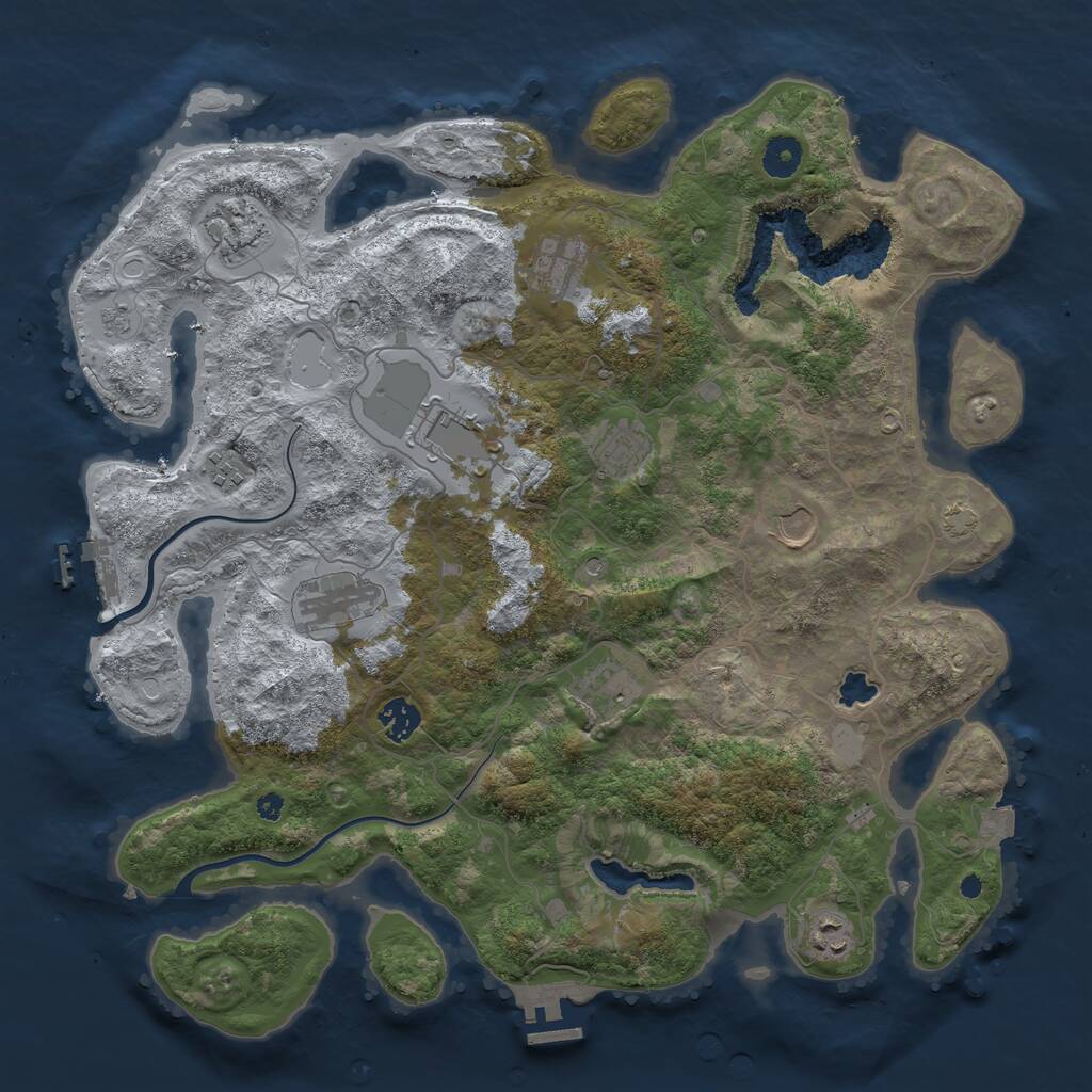 Rust Map: Procedural Map, Size: 4000, Seed: 764844254, 16 Monuments