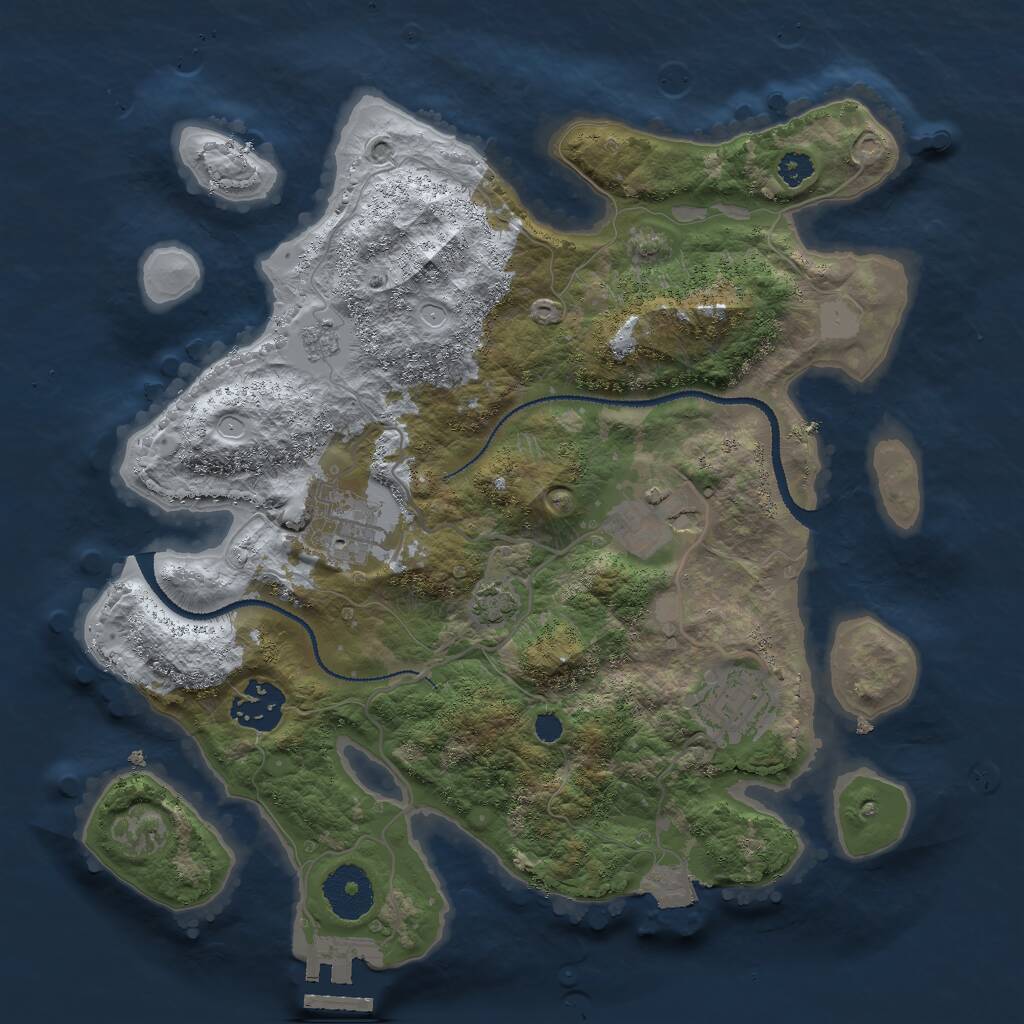 Rust Map: Procedural Map, Size: 3000, Seed: 20027, 8 Monuments