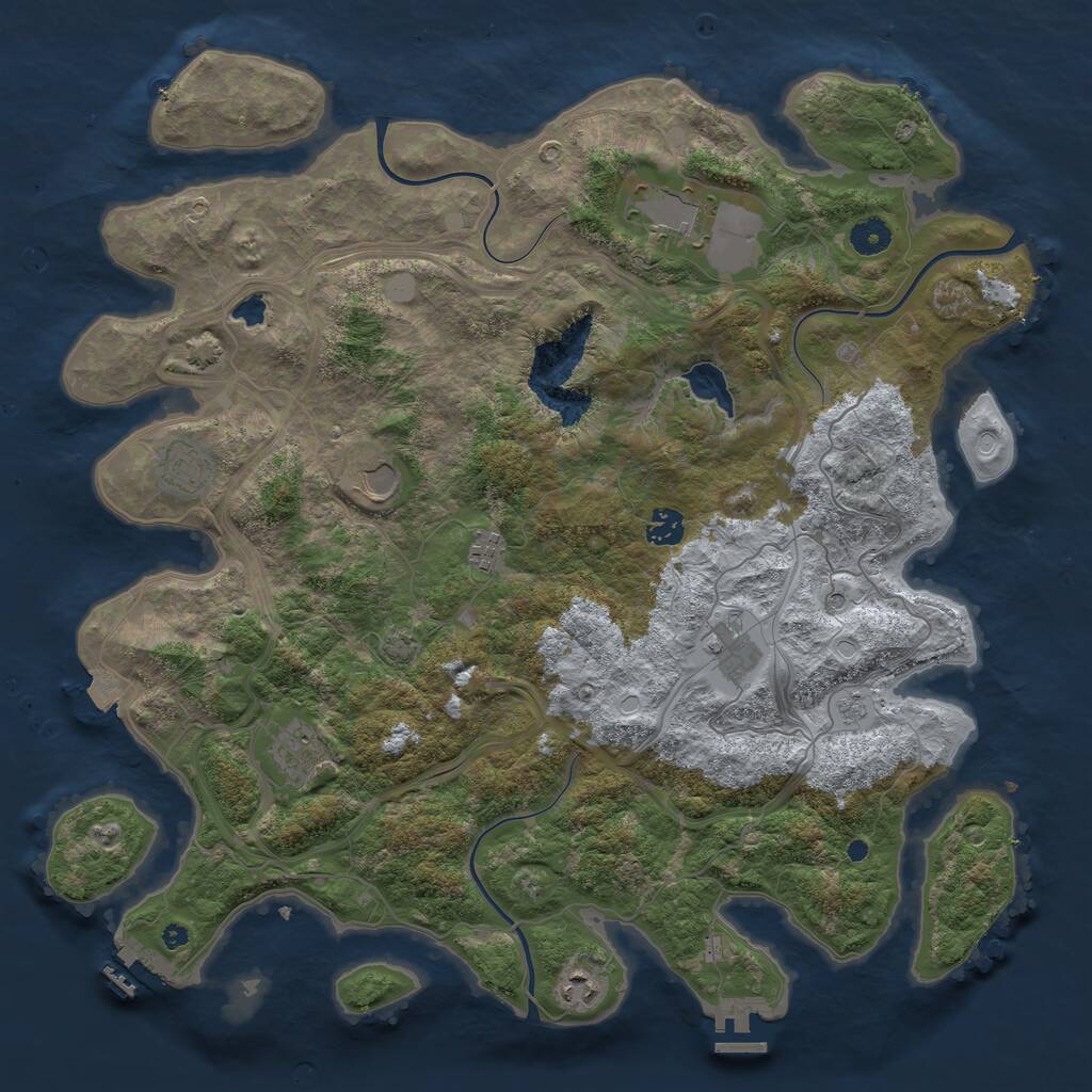 Rust Map: Procedural Map, Size: 4250, Seed: 1056432225, 14 Monuments