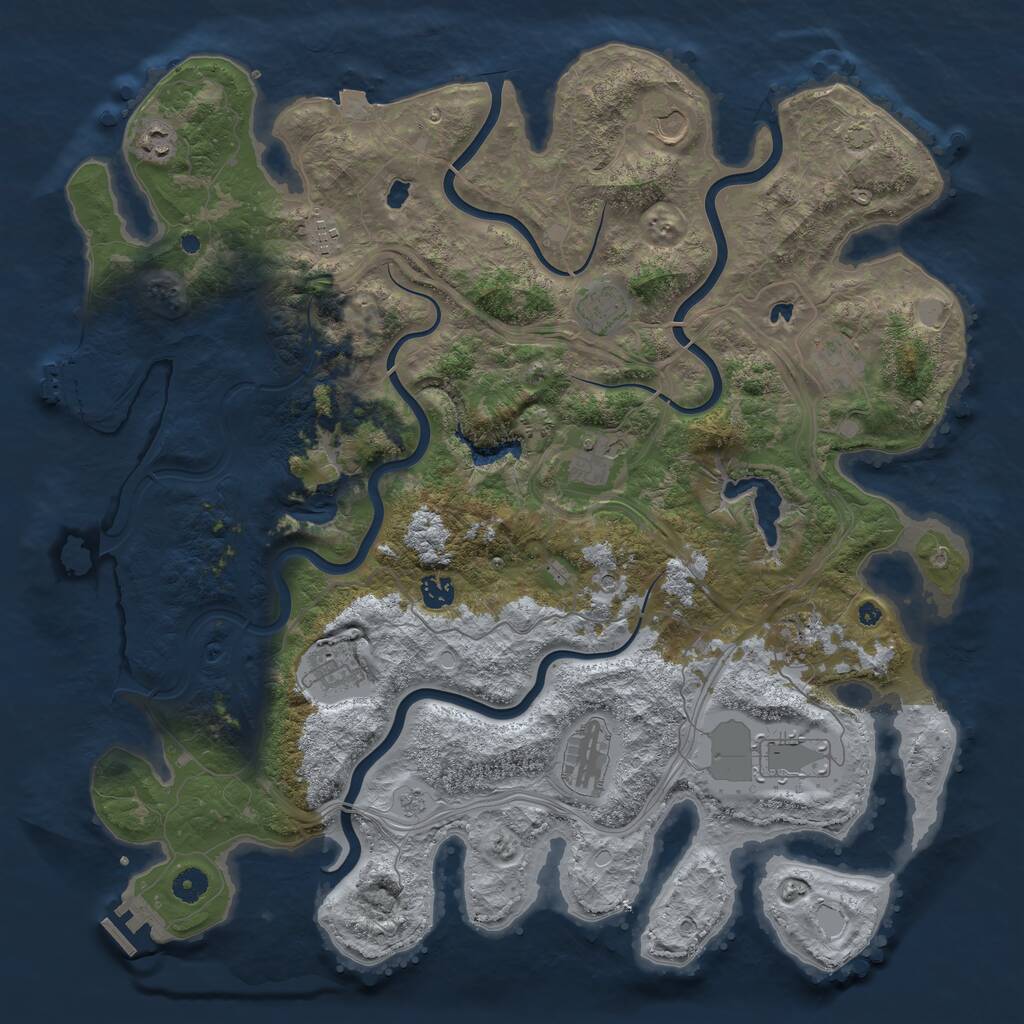 Rust Map: Procedural Map, Size: 4500, Seed: 135293453, 17 Monuments