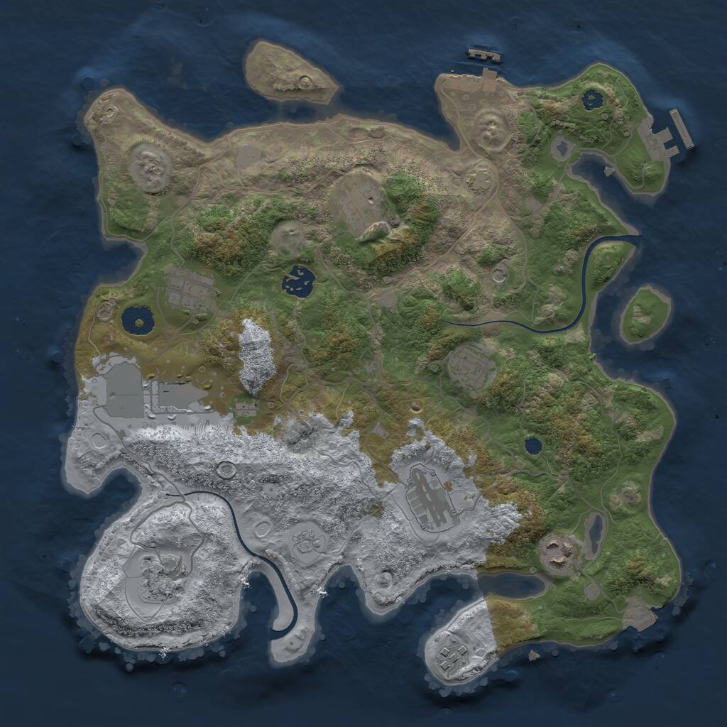 Rust Map: Procedural Map, Size: 3500, Seed: 1587042375, 15 Monuments