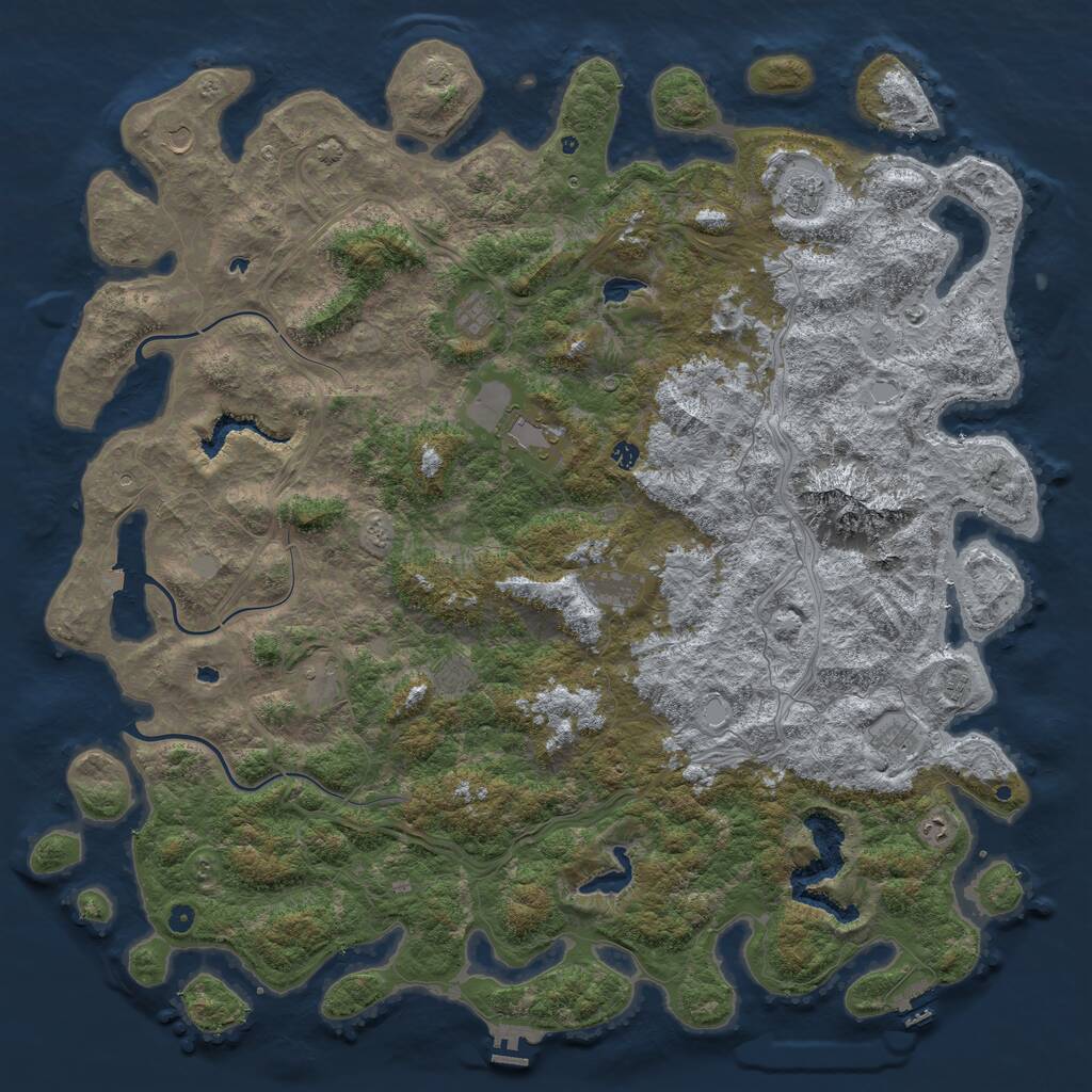 Rust Map: Procedural Map, Size: 6000, Seed: 42457, 17 Monuments