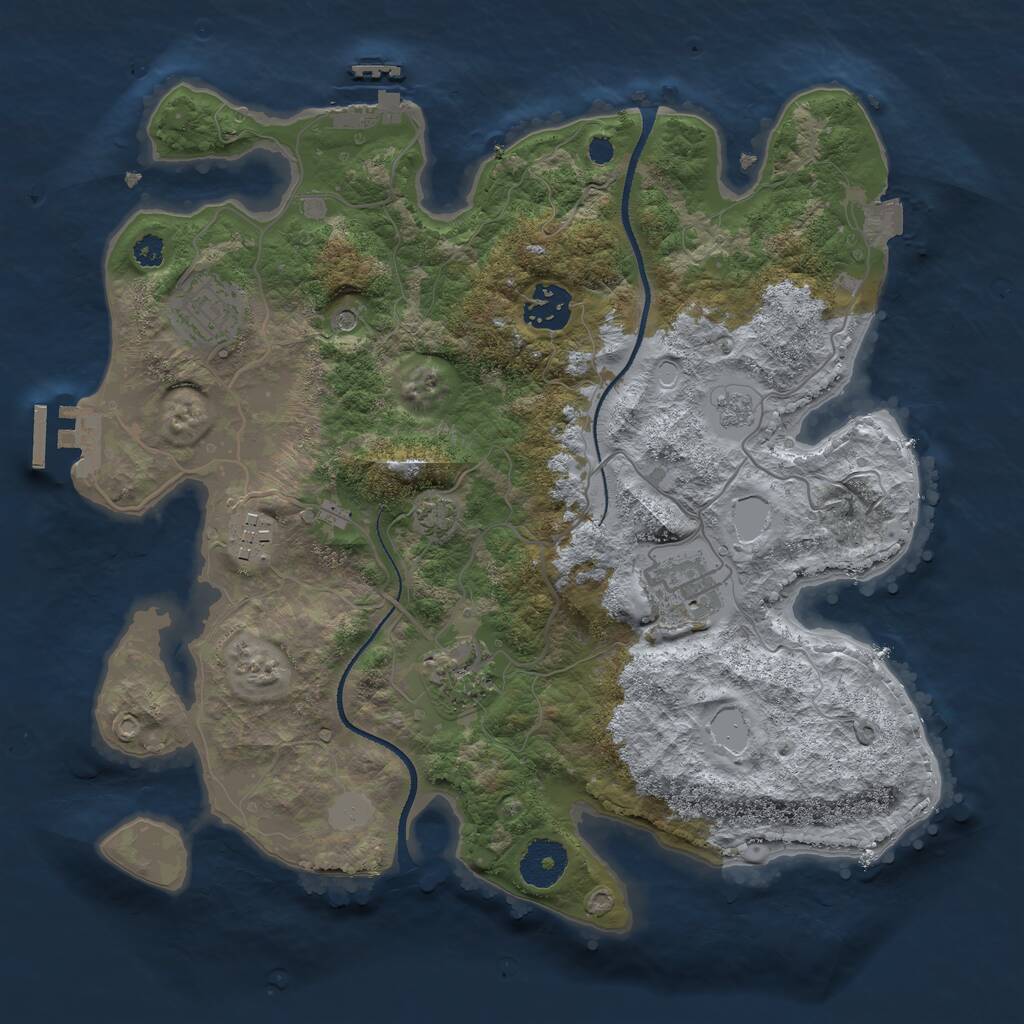 Rust Map: Procedural Map, Size: 3250, Seed: 1869014970, 11 Monuments