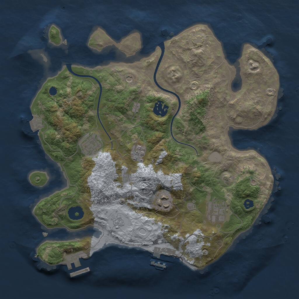 Rust Map: Procedural Map, Size: 3000, Seed: 766298974, 11 Monuments