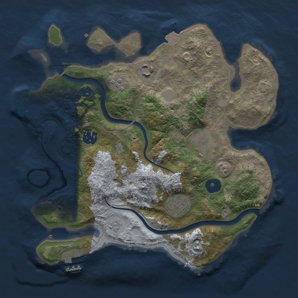Rust Map: Procedural Map, Size: 3000, Seed: 766298974, 11 Monuments