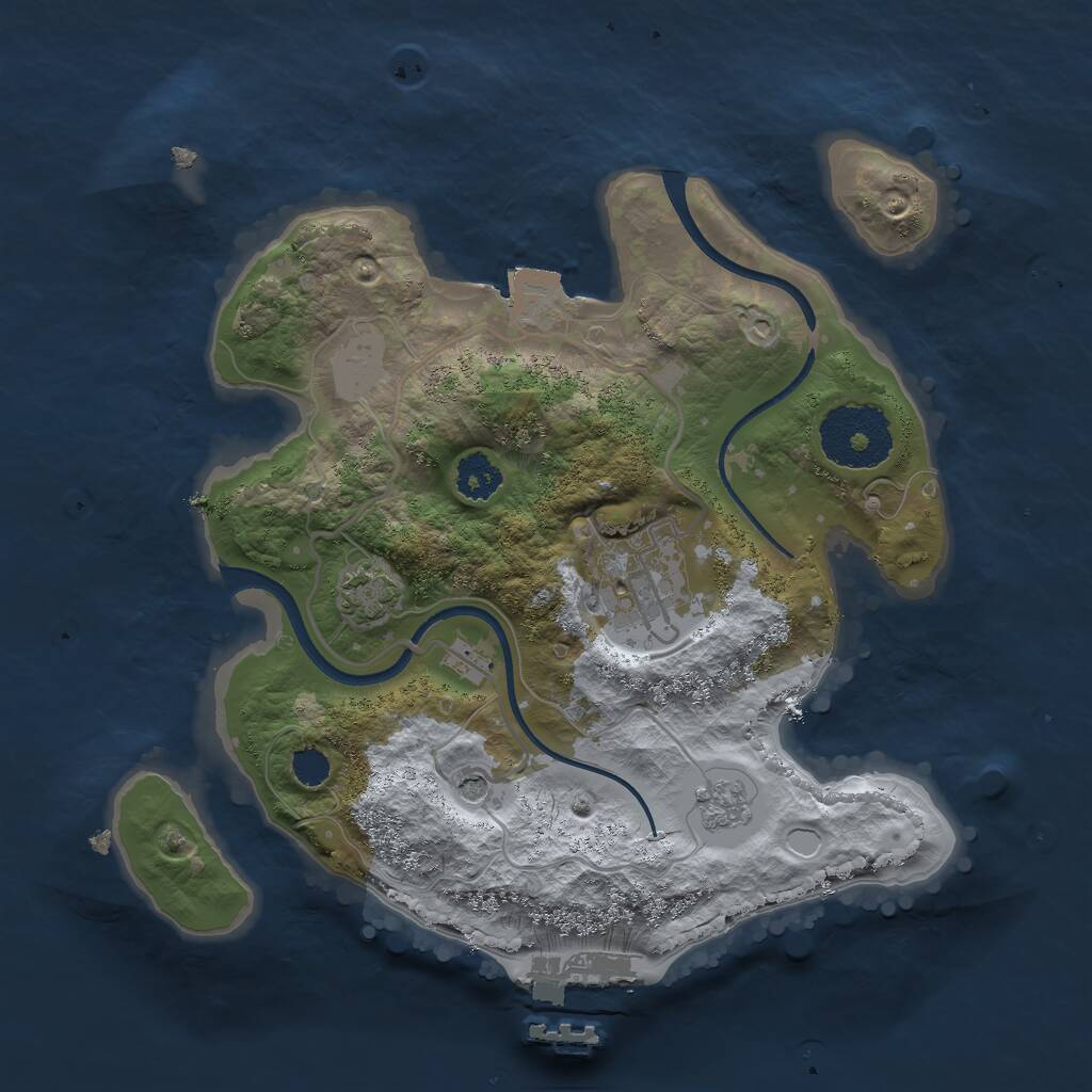 Rust Map: Procedural Map, Size: 2400, Seed: 1354008681, 6 Monuments