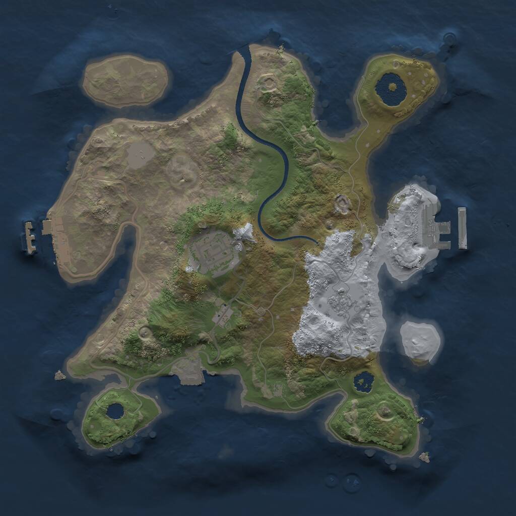 Rust Map: Procedural Map, Size: 2500, Seed: 66419, 5 Monuments