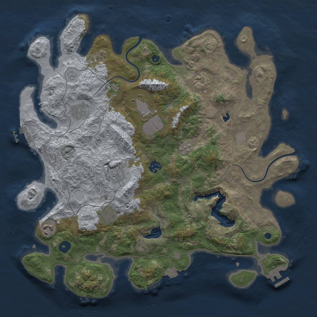 Rust Map: Procedural Map, Size: 4000, Seed: 127358102, 14 Monuments