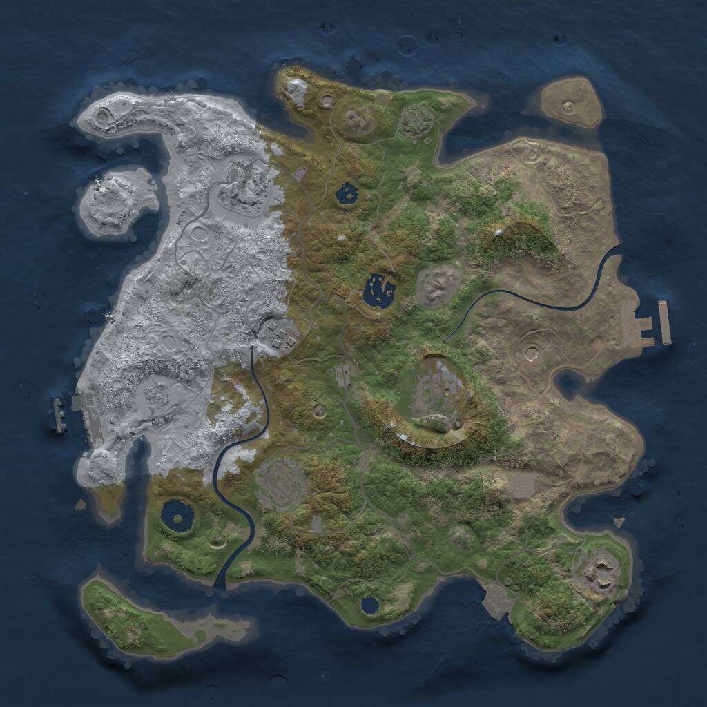 Rust Map: Procedural Map, Size: 3250, Seed: 9292, 12 Monuments