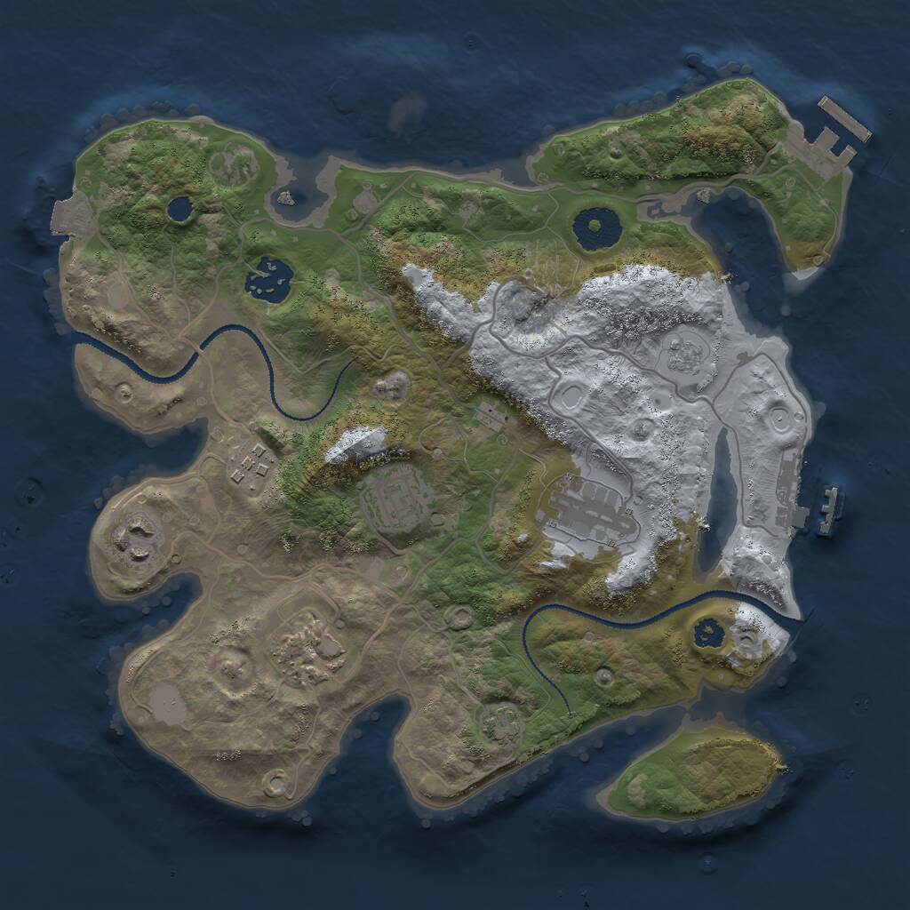 Rust Map: Procedural Map, Size: 3000, Seed: 483117180, 11 Monuments