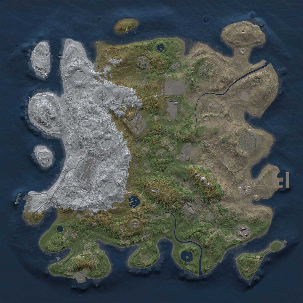 Rust Map: Procedural Map, Size: 3850, Seed: 138143614, 15 Monuments