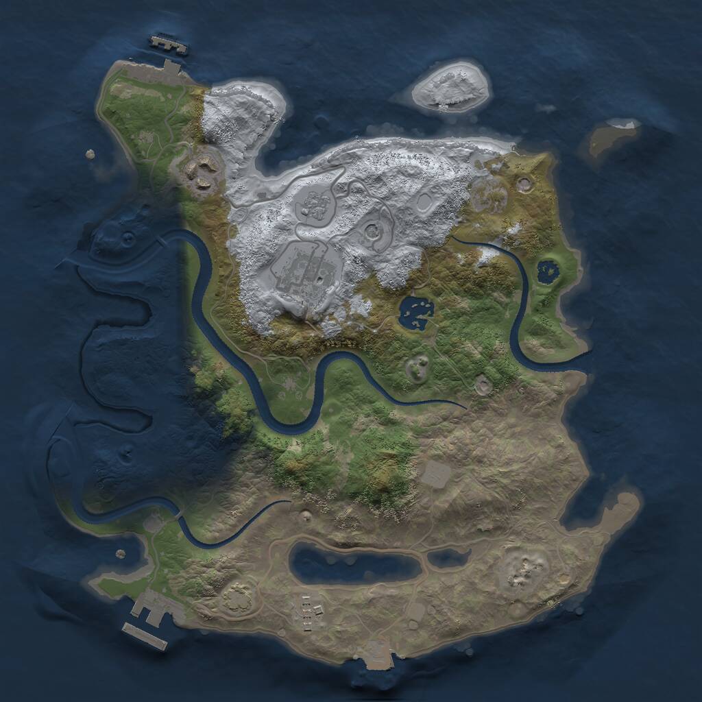 Rust Map: Procedural Map, Size: 3000, Seed: 500703, 10 Monuments