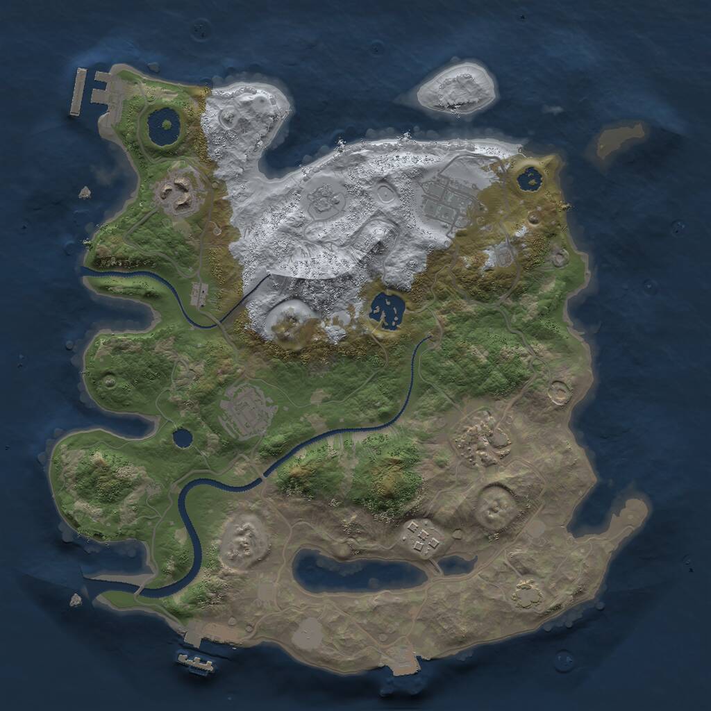 Rust Map: Procedural Map, Size: 3000, Seed: 500703, 11 Monuments