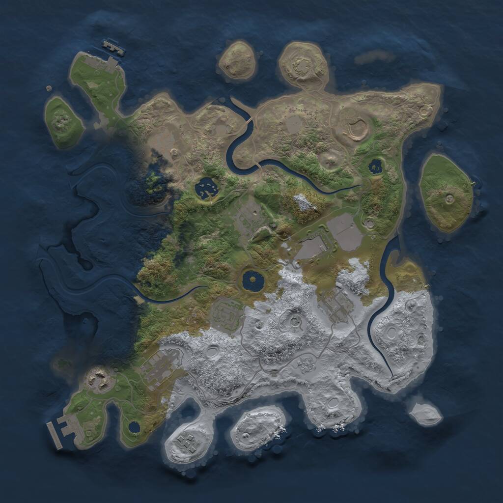 Rust Map: Procedural Map, Size: 3500, Seed: 1405659785, 16 Monuments