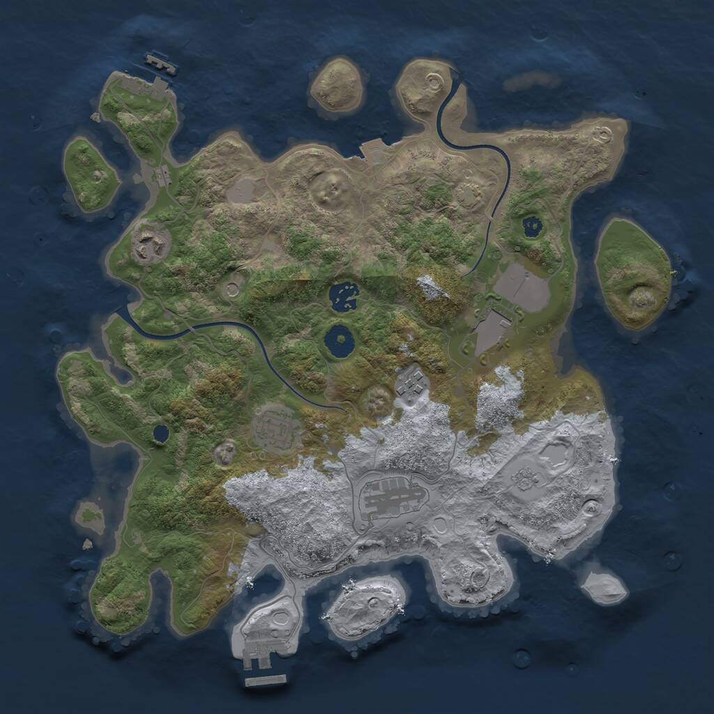 Rust Map: Procedural Map, Size: 3500, Seed: 1405659785, 12 Monuments