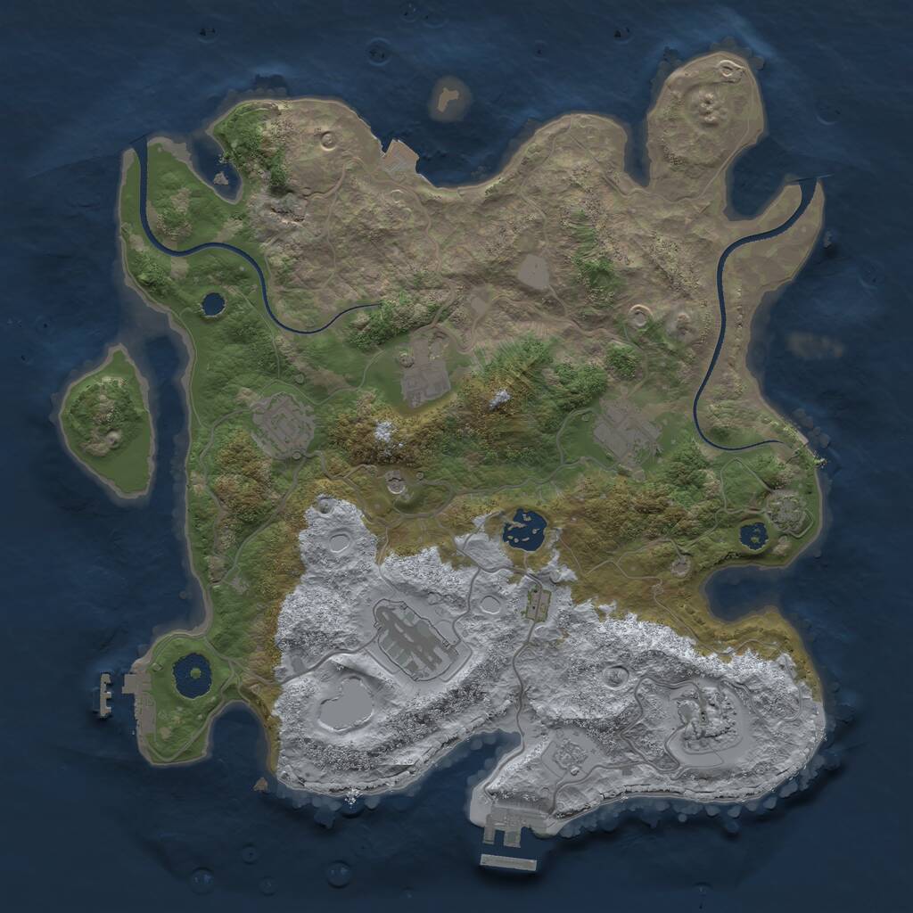 Rust Map: Procedural Map, Size: 3300, Seed: 203577838, 12 Monuments