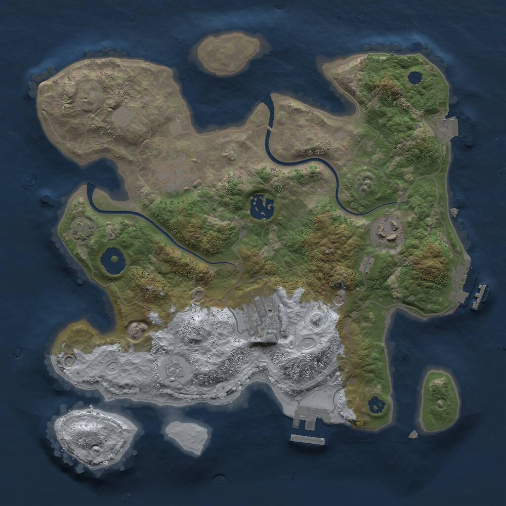 Rust Map: Procedural Map, Size: 3000, Seed: 1507154373, 10 Monuments