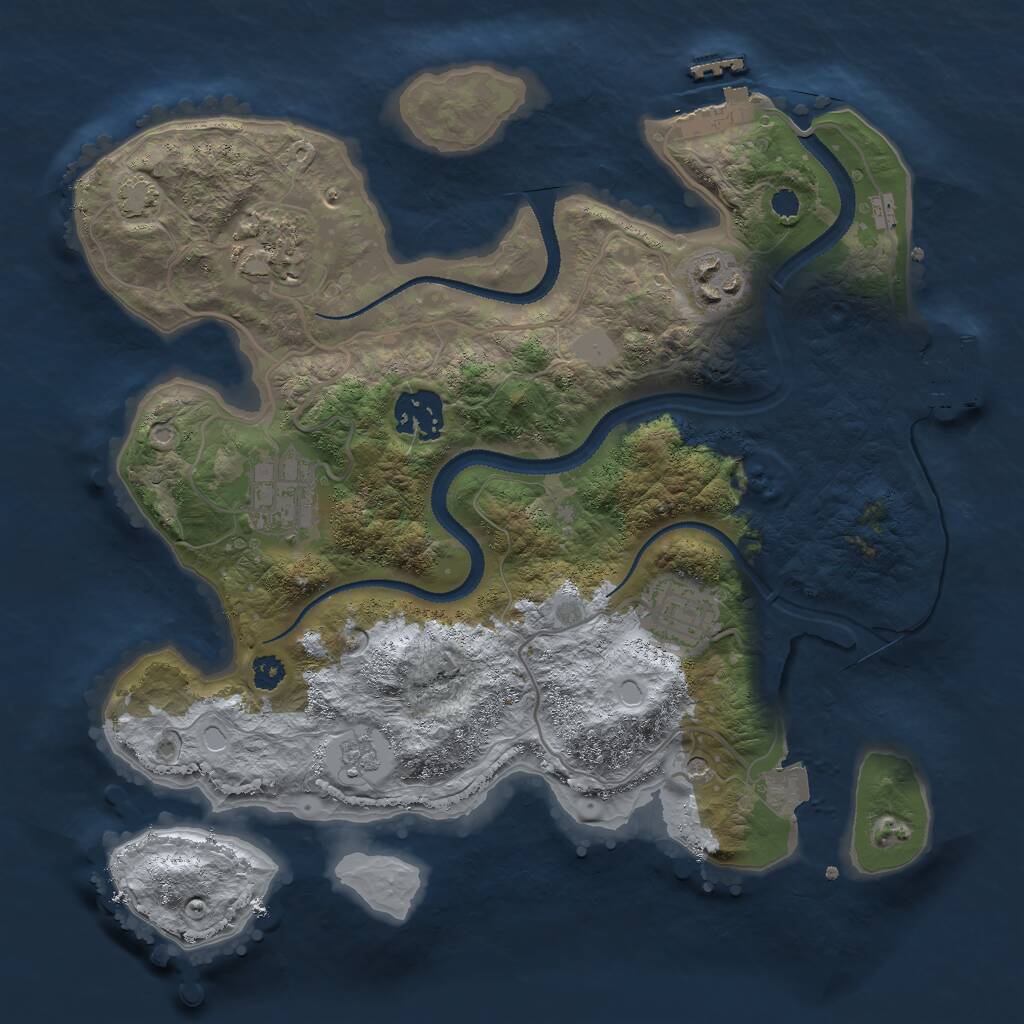 Rust Map: Procedural Map, Size: 3000, Seed: 1507154373, 11 Monuments