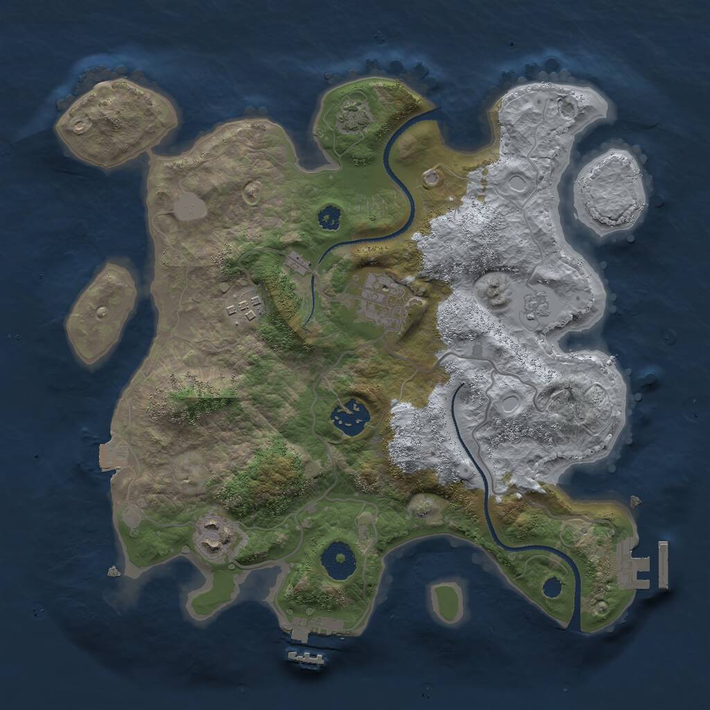 Rust Map: Procedural Map, Size: 3000, Seed: 80216045, 9 Monuments