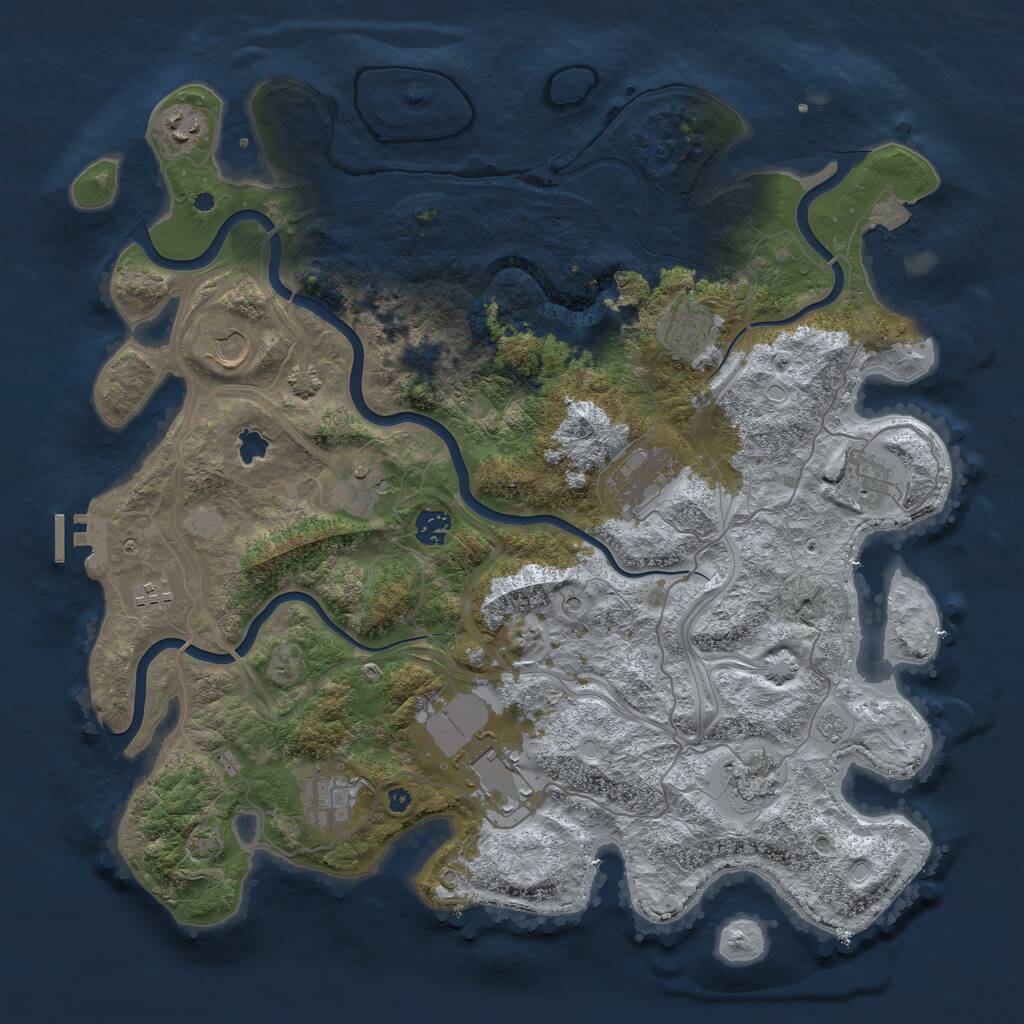 Rust Map: Procedural Map, Size: 4250, Seed: 49555, 16 Monuments