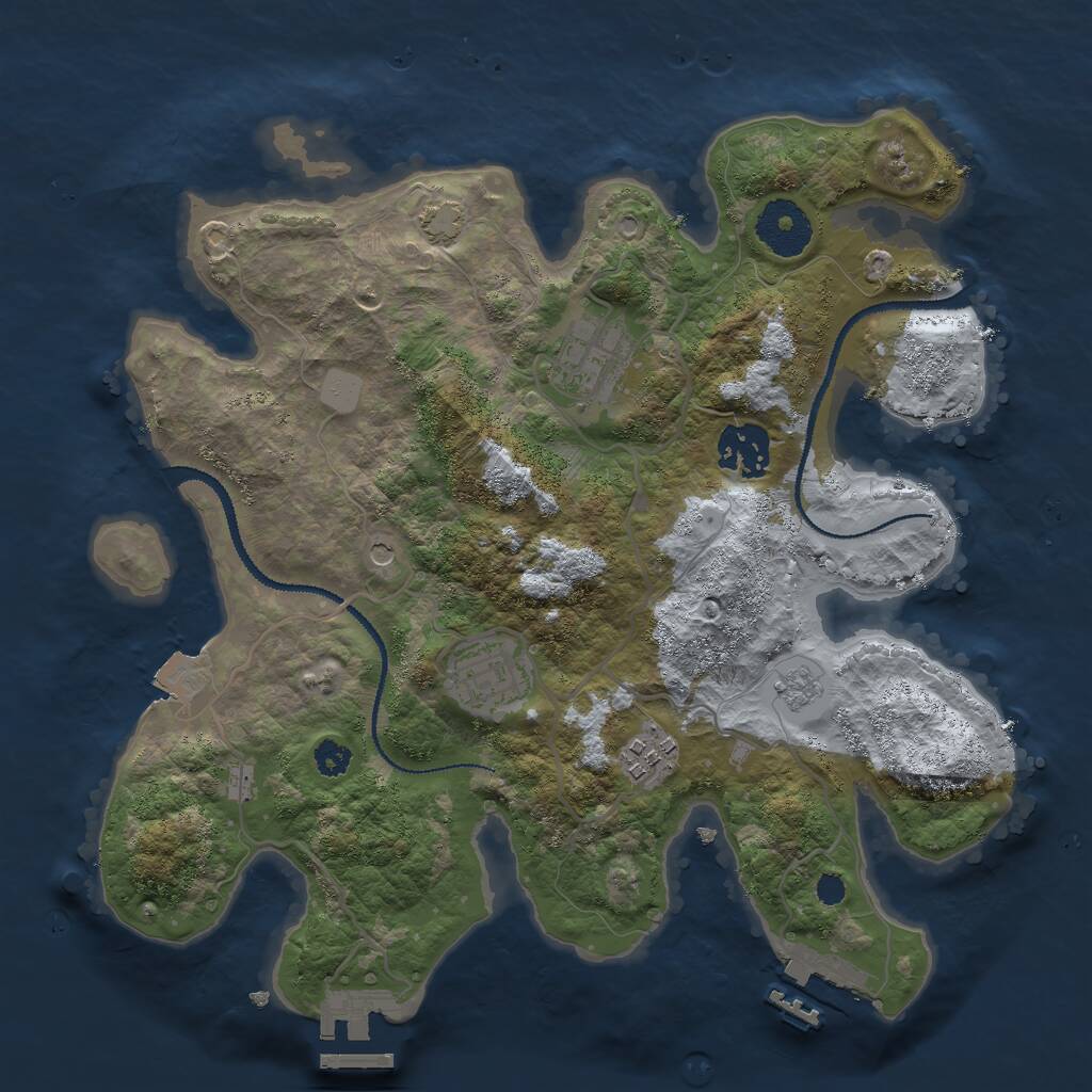 Rust Map: Procedural Map, Size: 3000, Seed: 919662254, 10 Monuments