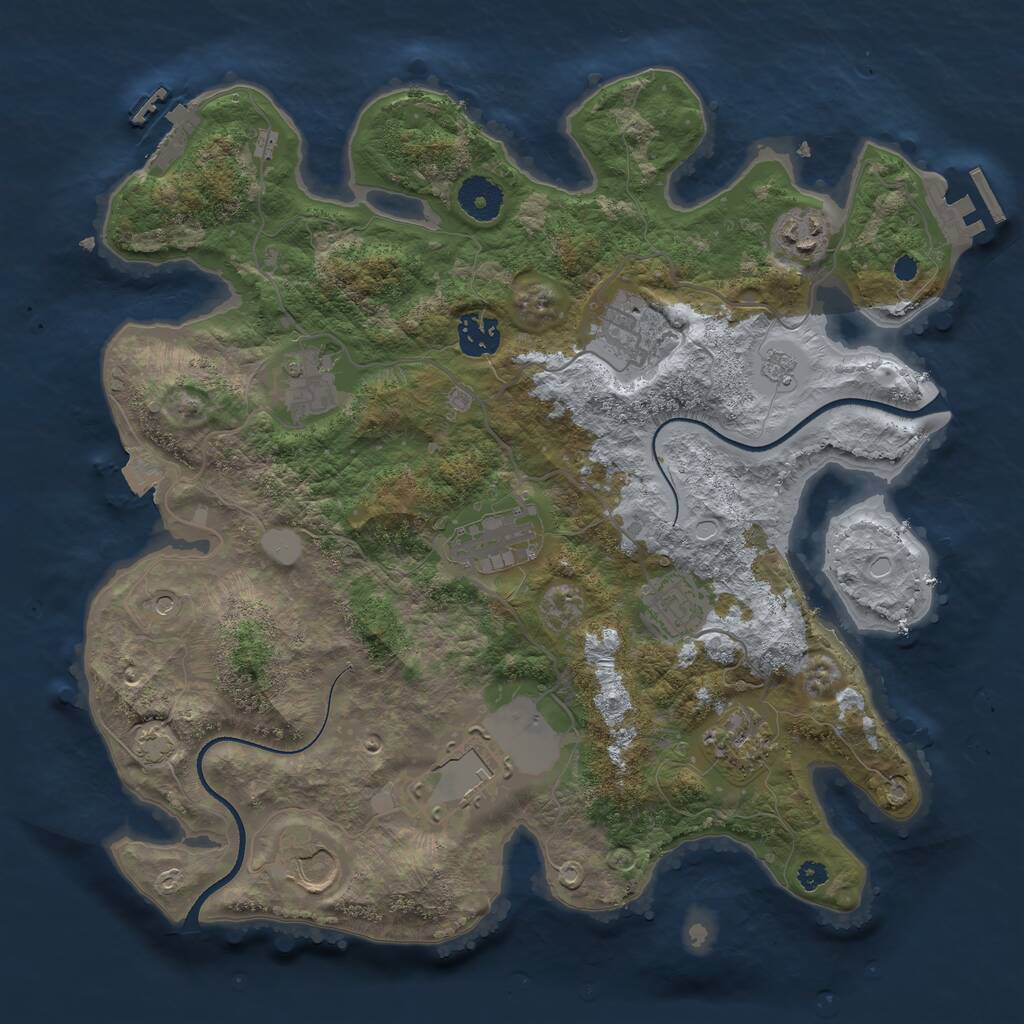 Rust Map: Procedural Map, Size: 3500, Seed: 414635277, 15 Monuments