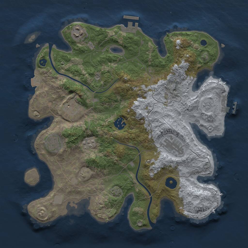 Rust Map: Procedural Map, Size: 3250, Seed: 1532090775, 12 Monuments