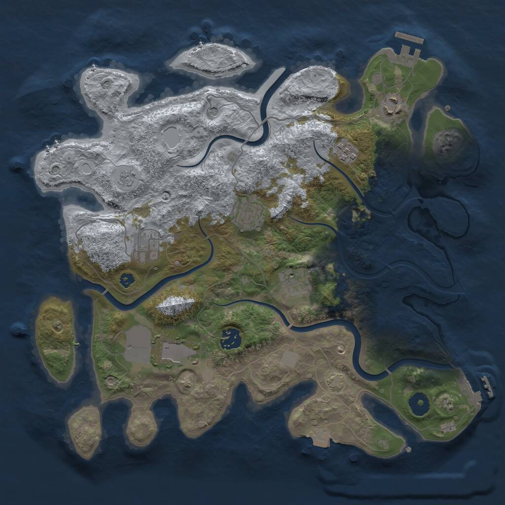 Rust Map: Procedural Map, Size: 3500, Seed: 1740085568, 13 Monuments