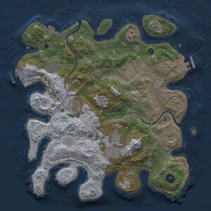 Thumbnail Rust Map: Procedural Map, Size: 3500, Seed: 529948022, 13 Monuments