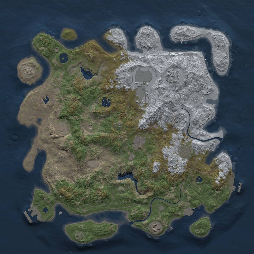Rust Map: Procedural Map, Size: 4000, Seed: 999028, 14 Monuments