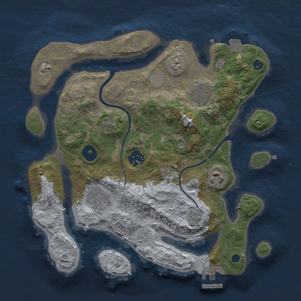 Rust Map: Procedural Map, Size: 3000, Seed: 12257, 10 Monuments