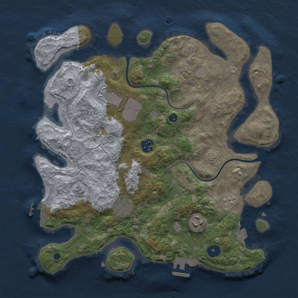 Rust Map: Procedural Map, Size: 3500, Seed: 1906506610, 11 Monuments