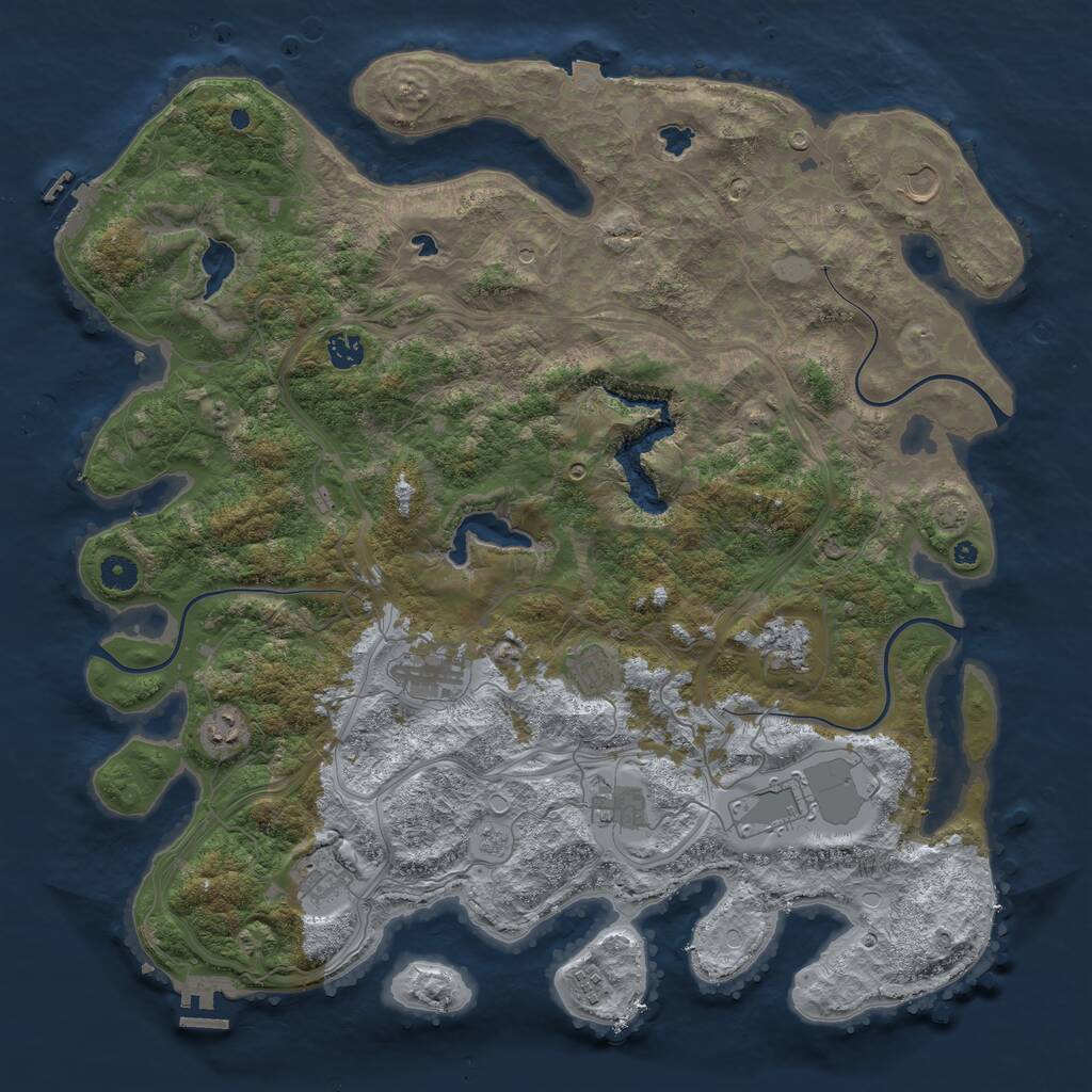 Rust Map: Procedural Map, Size: 4500, Seed: 765435, 16 Monuments