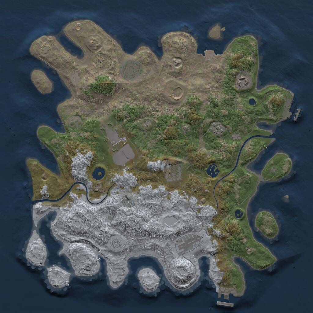 Rust Map: Procedural Map, Size: 3750, Seed: 882189505, 14 Monuments