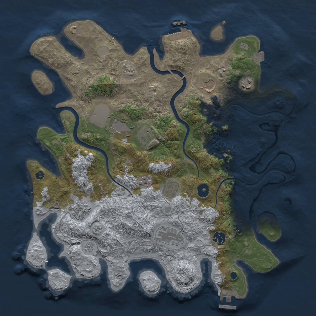 Rust Map: Procedural Map, Size: 3750, Seed: 882189505, 15 Monuments
