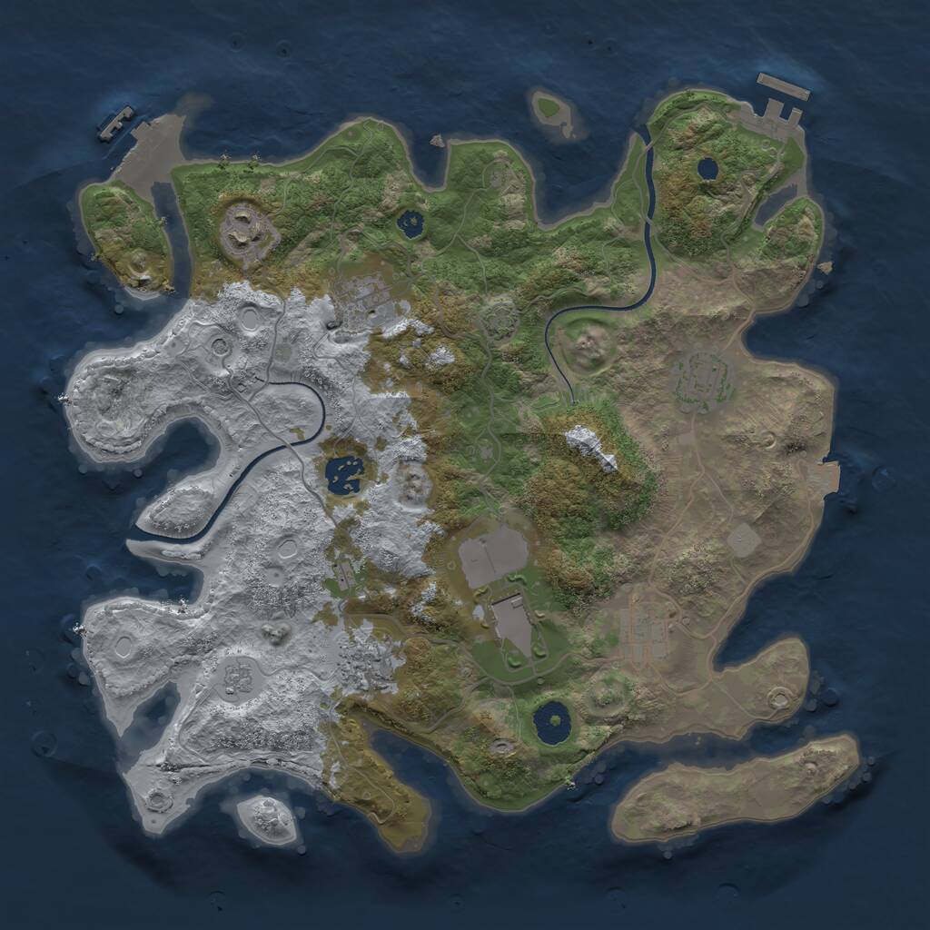 Rust Map: Procedural Map, Size: 3500, Seed: 34378, 13 Monuments