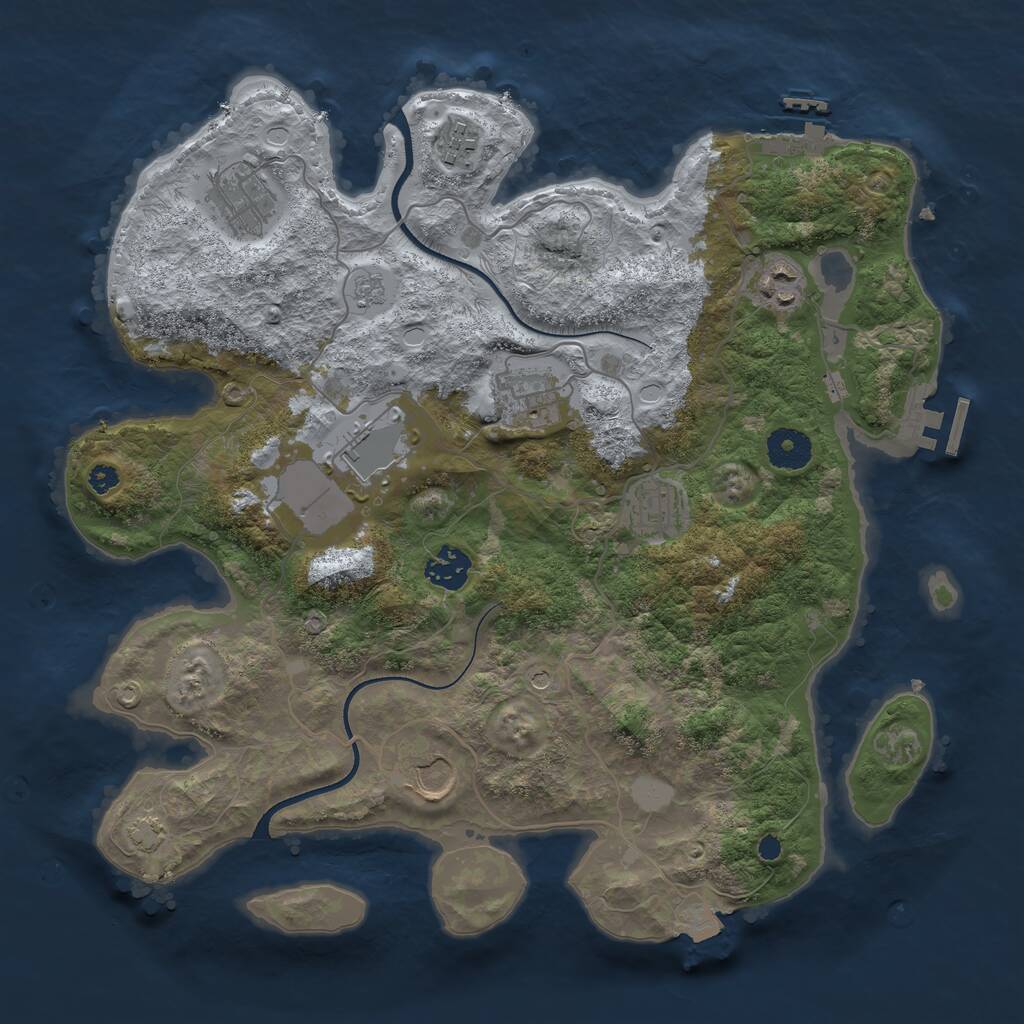 Rust Map: Procedural Map, Size: 3550, Seed: 826152593, 14 Monuments