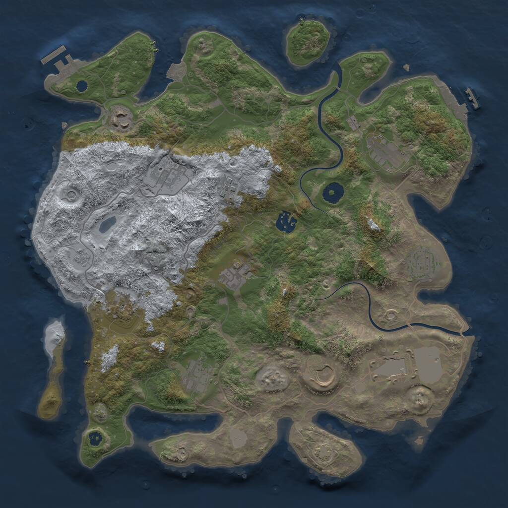 Rust Map: Procedural Map, Size: 3700, Seed: 1933757232, 17 Monuments